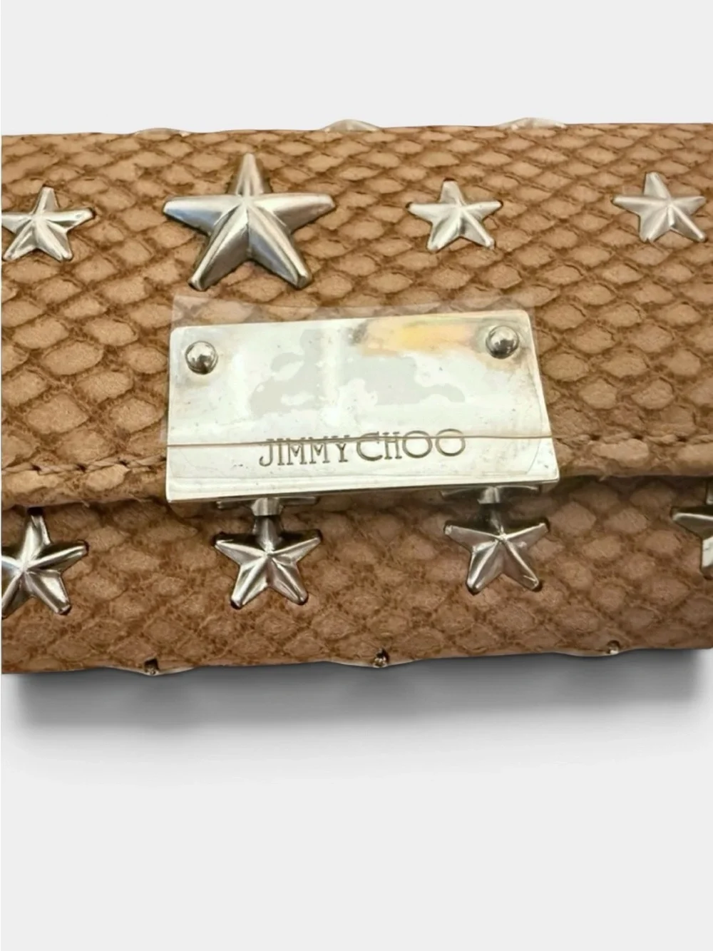 Jimmy Choo Star Studded Snake Embossed Key Holder w/ Box & Dust Bag New